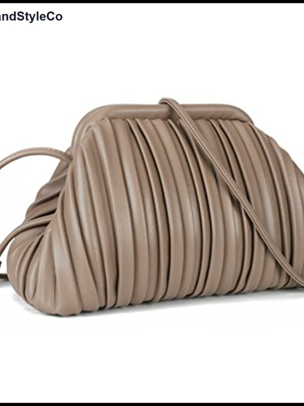 Ruched Vegan Leather Clutch Crossbody Bag Dumpling Purse